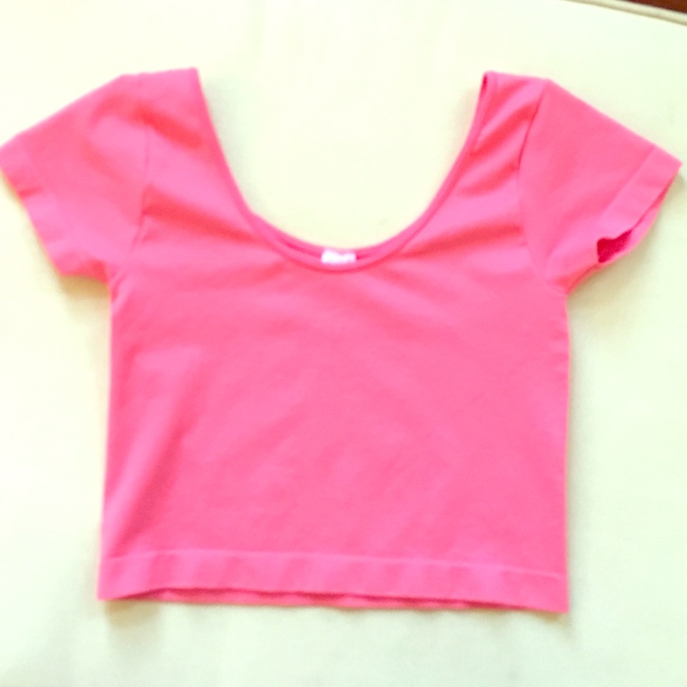 Pink spandex crop top
